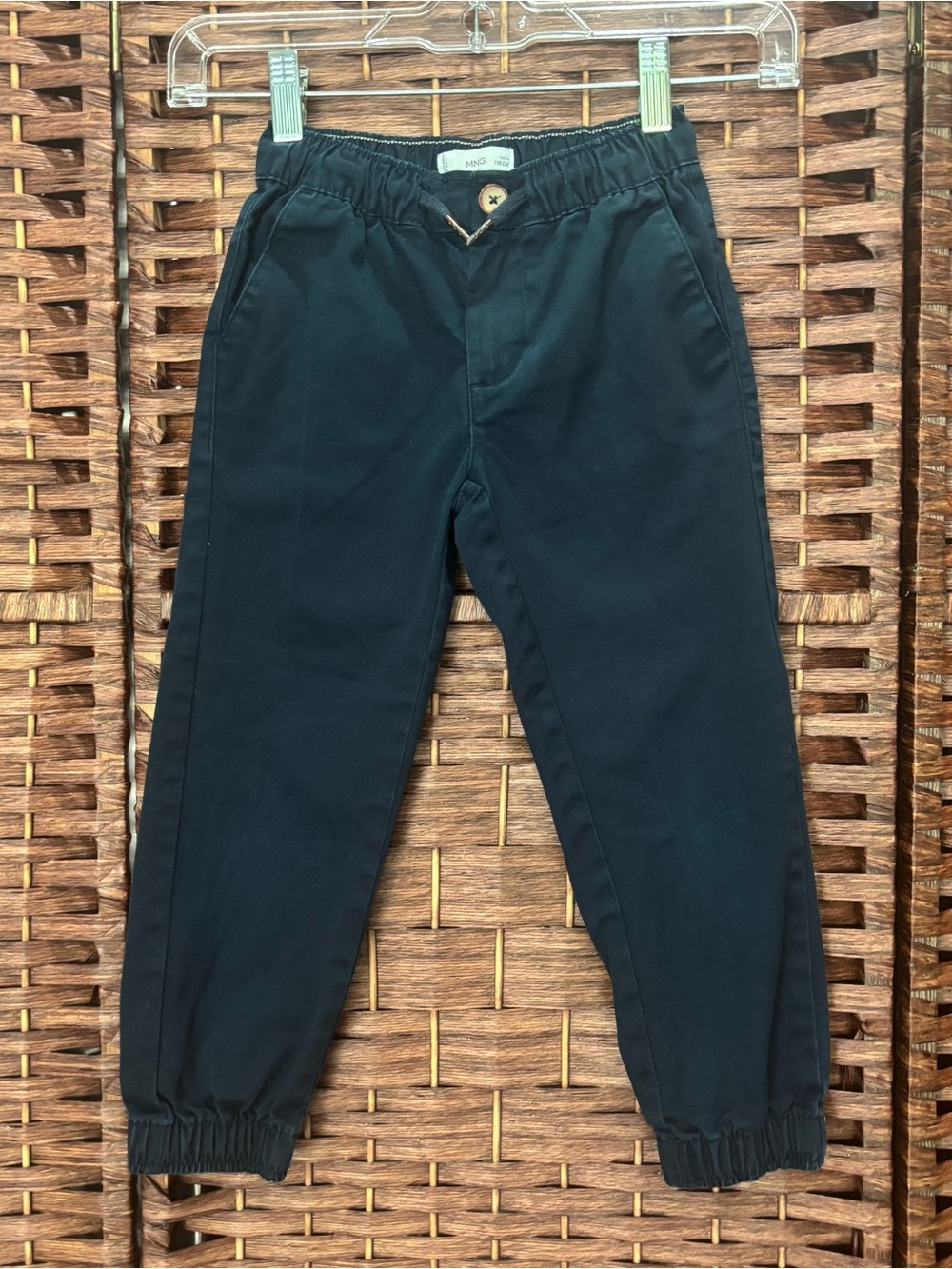 Mango Kids Cotton Jogger-Style Trousers navy blue, Size 6.
